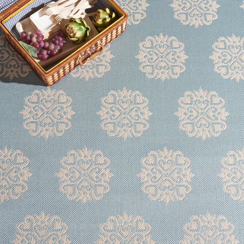 Tapis intérieur / extérieur Frankee Performance Ikat, Carré 6 pi 7 po