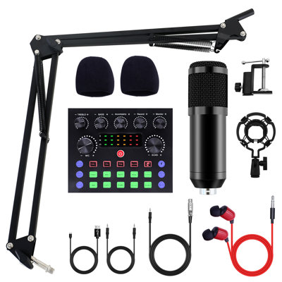 BM-800 Podcast Equipment Bundl with V8X Live Sound Card,Recording Studio Equipment for Live Streaming, Broadcasting with Phone/PC/Laptop