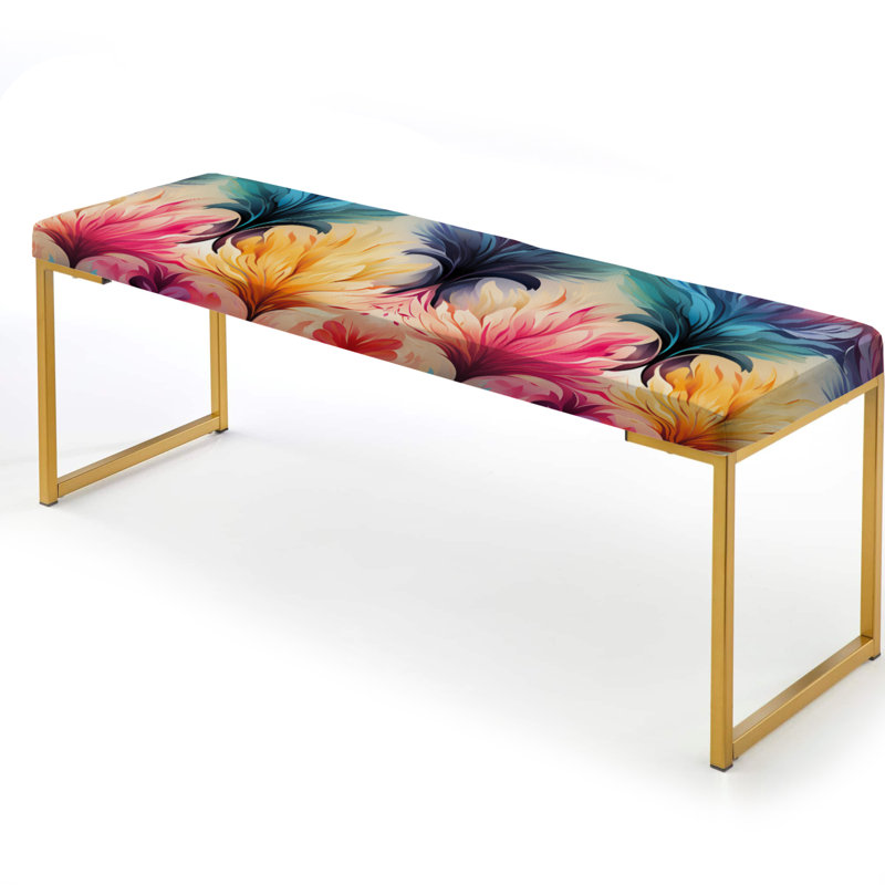 Banc floral rembourré or, Colorful Cosmic Ikat Radiance