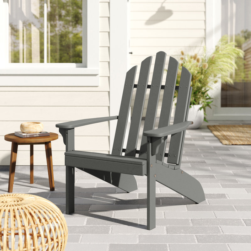 Chaise Adirondack en bois Urich, Gris olive