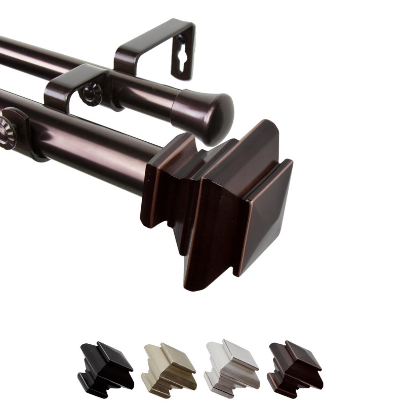 Steel Rod/Resin Finial Adjustable Double Curtain Rod