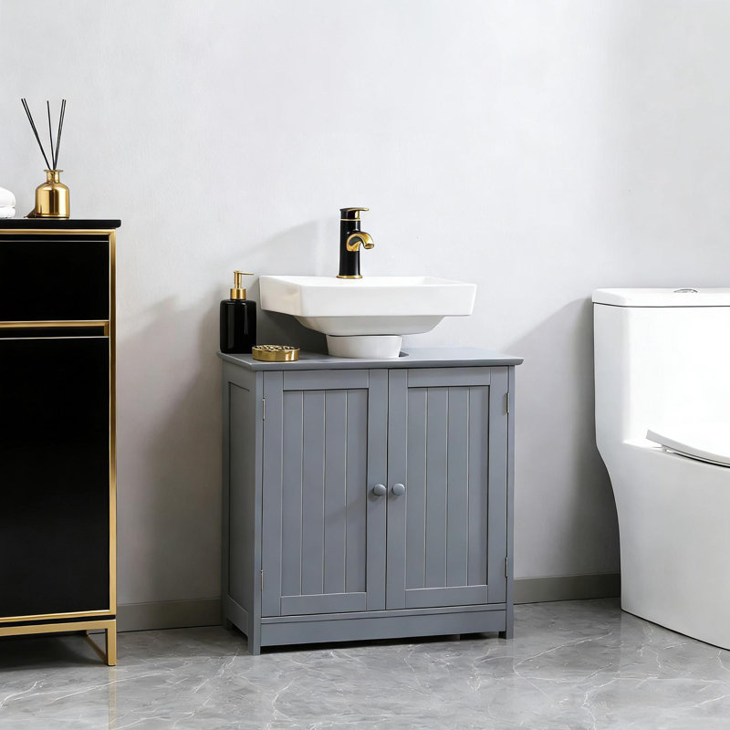 Armoire de rangement à piédestal moderne avec tablette réglable, Gris