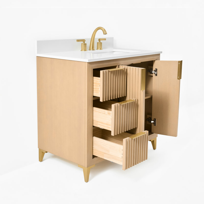Turlington Freestanding Standard Bathroom Vanity with Top, Oak, 36"