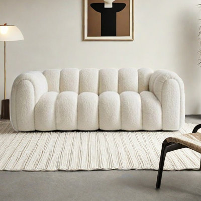 French Minimalist Cream Pumpkin Sofa 70.86'' Round Arm
