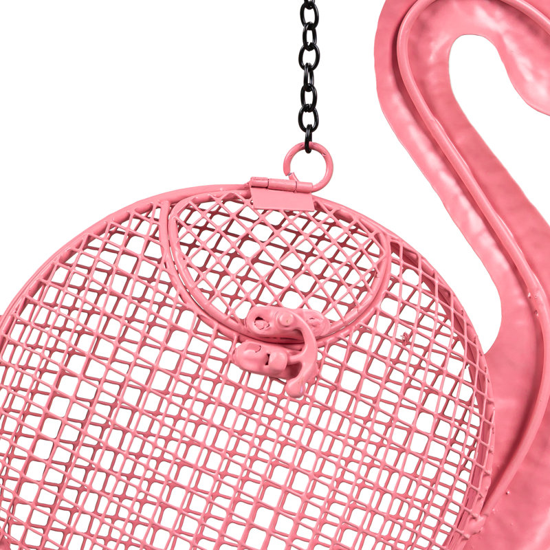 Mangeoire à graines suspendue en métal Flamingo