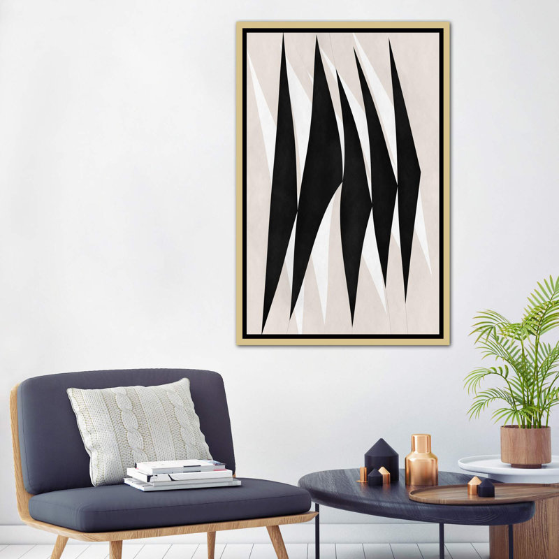 " Zebra Print Tribal Paint ", 60" H x 40" W x 1.5" D, Gold Framed Canvas