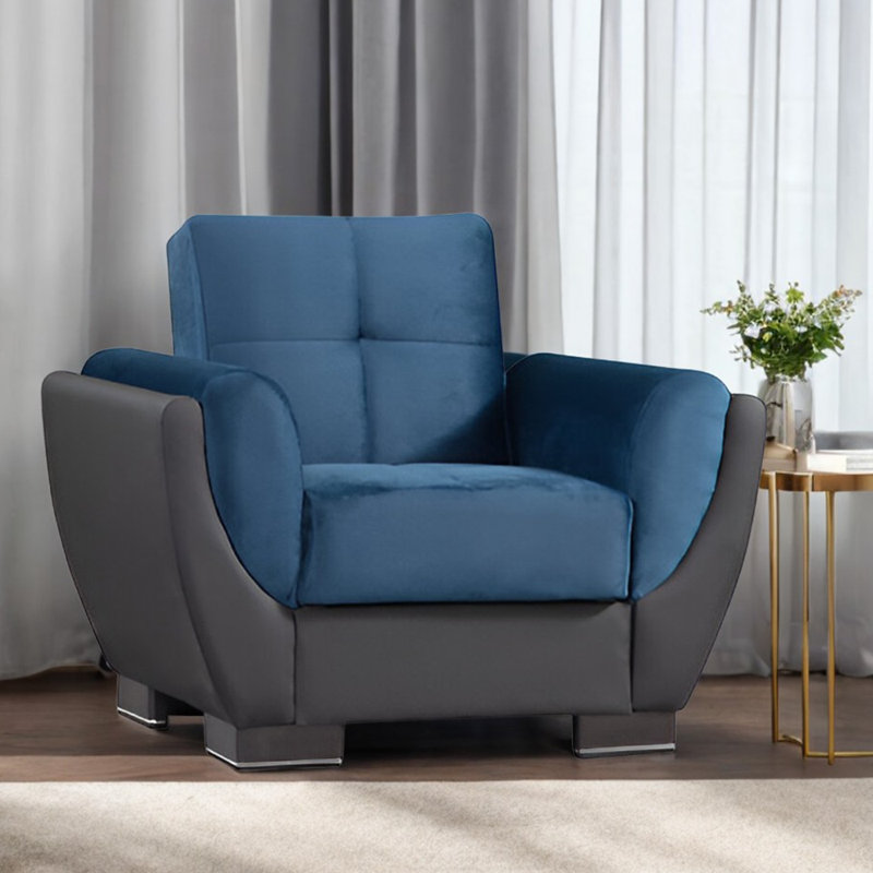 Fauteuil Lowa, Velours bleu