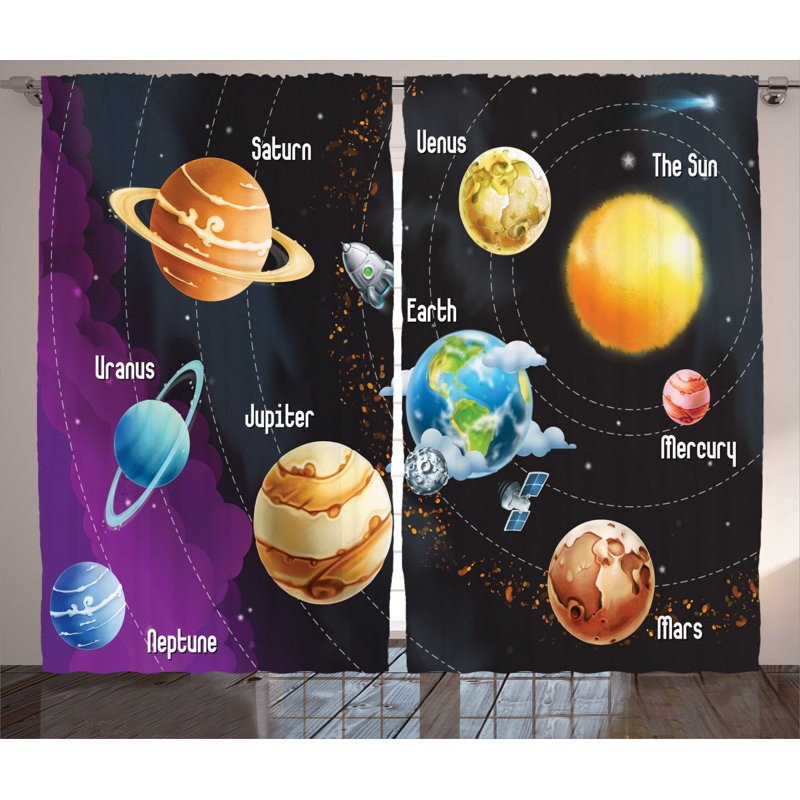 Outer Space Semi-Sheer Rod Pocket Curtain Panels, 54" x 108"
