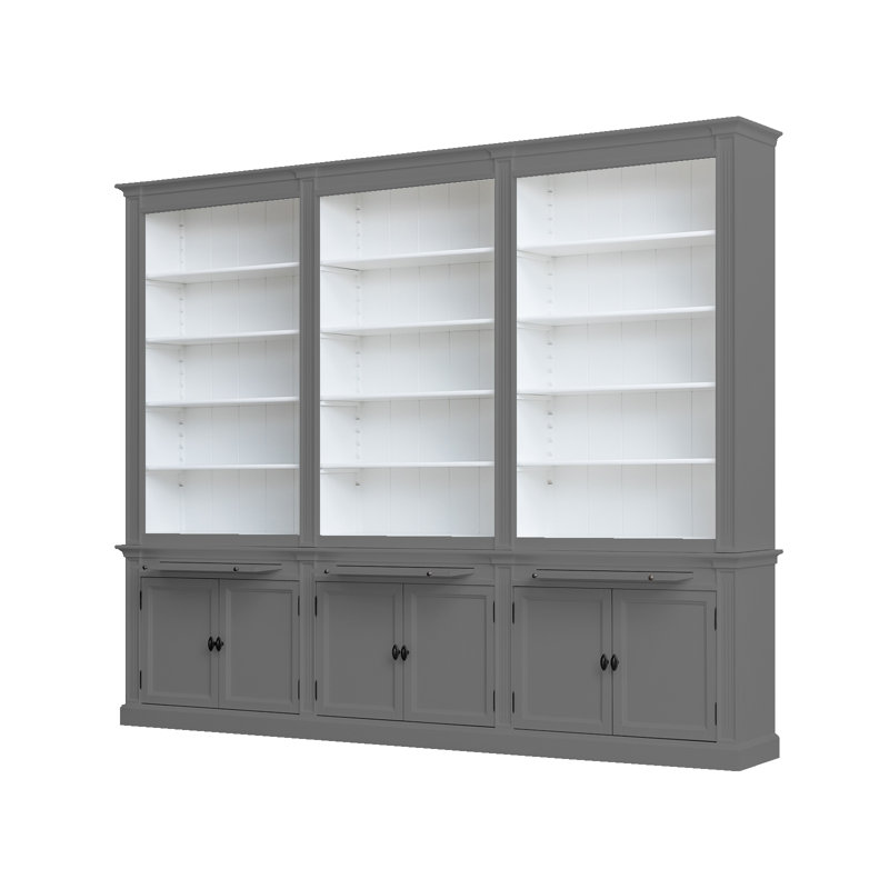 Bodee 240cm H x 300cm W Library Bookcase, Grey/Brown