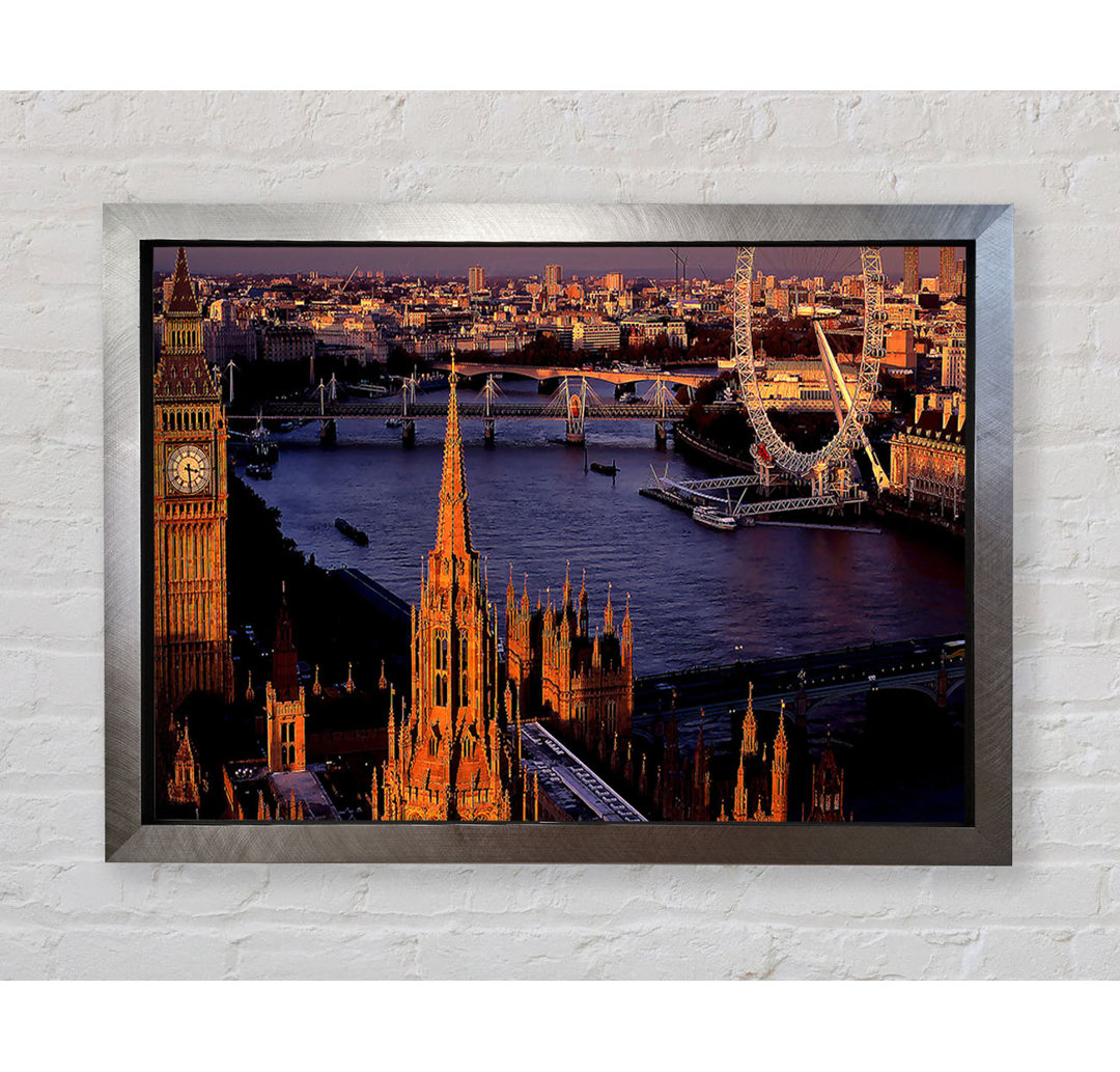 London Morning Glow Over The Thames - Einzelne Bilderrahmen Kunstdrucke