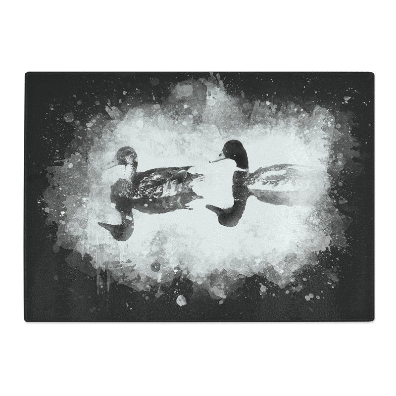 Tempered Glass Mallard Ducks Chopping Board, 20 cm x 28.5 cm