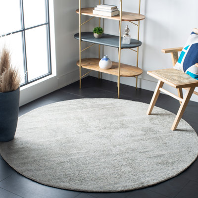 Cheevers Hand Tufted Viscose/Wool Pile Solid Color Rug in Gray