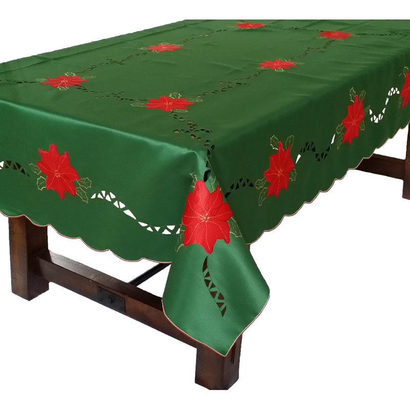 Nappe festive à motif Chrimas avec broderie Poinsetta