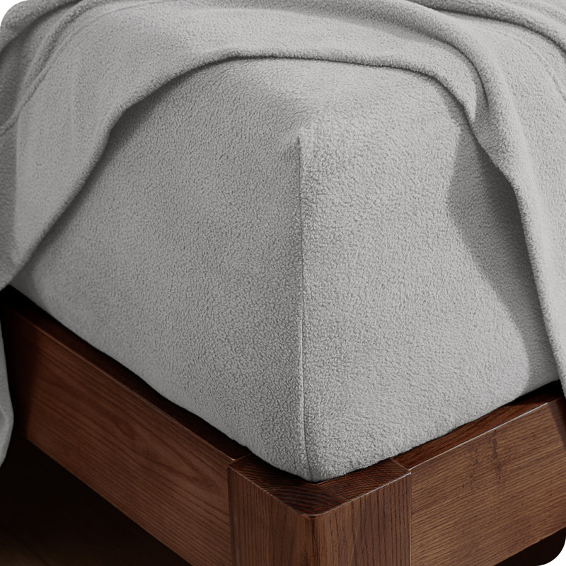 Micro Fleece Super Soft Fitted Sheet, Queen Fitted Sheet, Light Gray