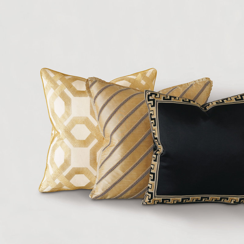 Housse et insert de coussin décoratif à garniture diagonale Roxanne