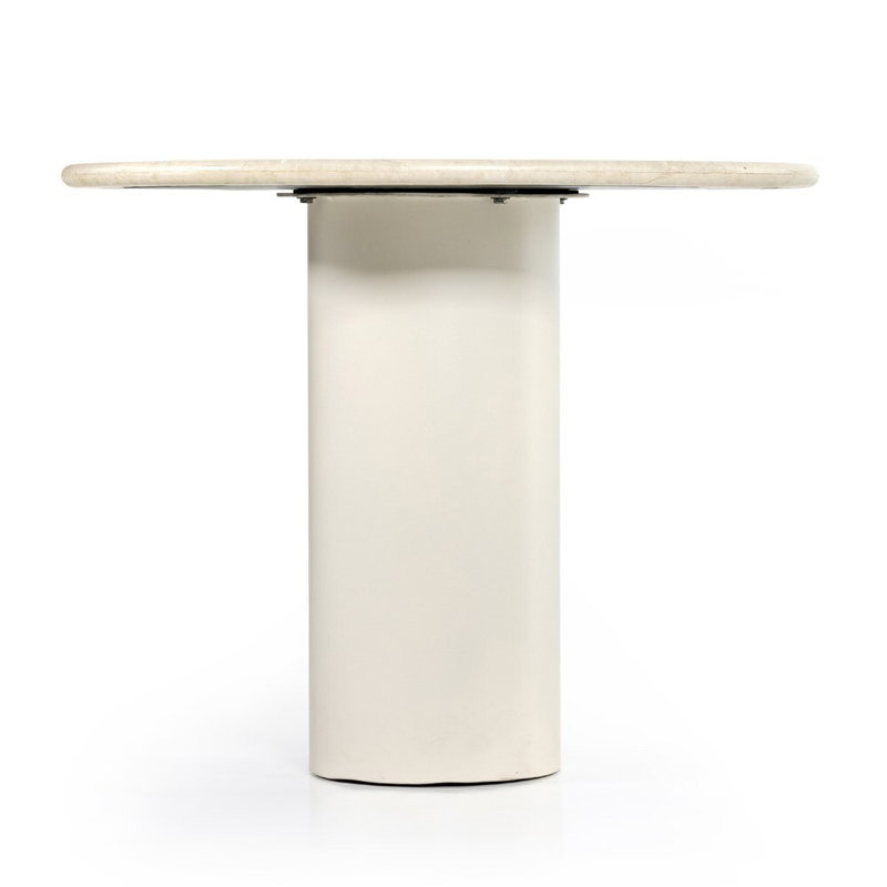 Belle Round Marble Dining Table, Cream Marble/Ivory Iron