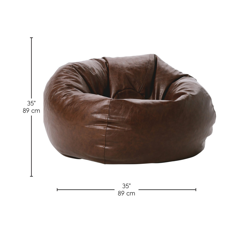 Fauteuil à billes standard en similicuir classique, Similicuir noyer, H 19 po x l 35 po x P 35 po
