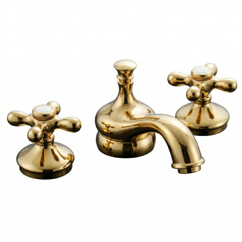 Sacramento Widespread Faucet, Cross Handles by Strom Living, Supercoat Brass