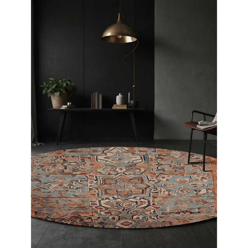 Machine Washable Brown Area Rug, Round 3'