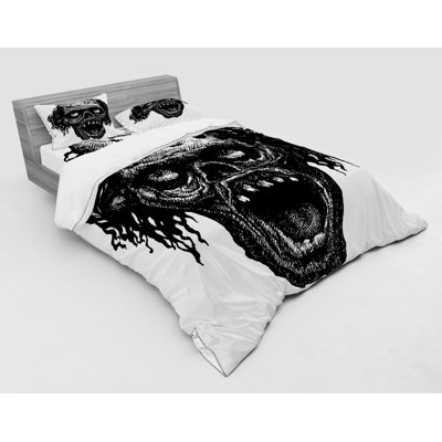Ensemble de housse de couette en microfibre noir / gris foncé