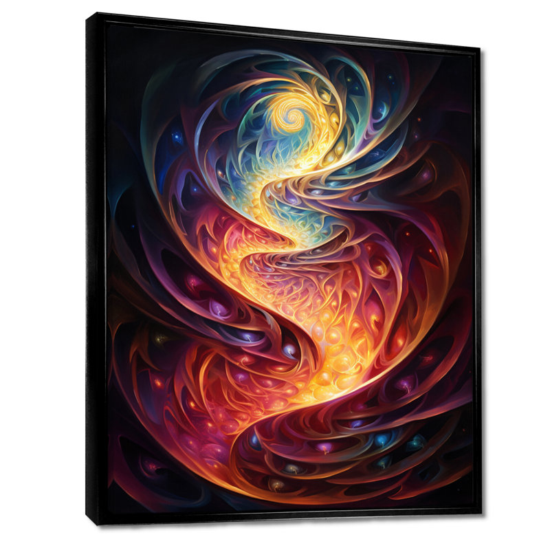 Spiral Stairs Path - Waves, art mural, Cadre flottant noir, H 20 po x l 12 po