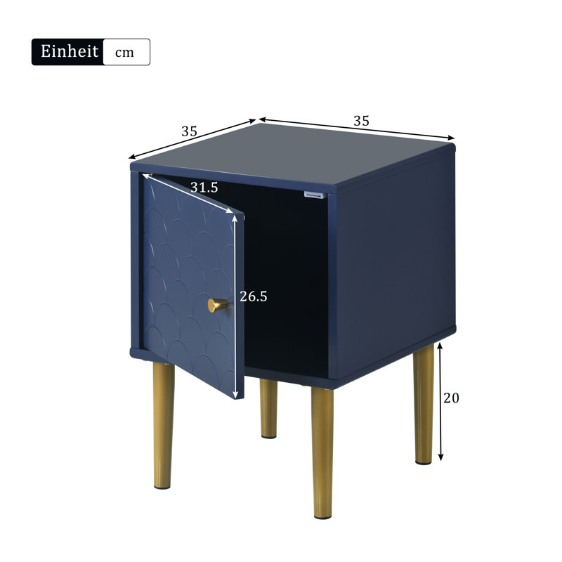 Iain 35cm W Metal Bedside Table