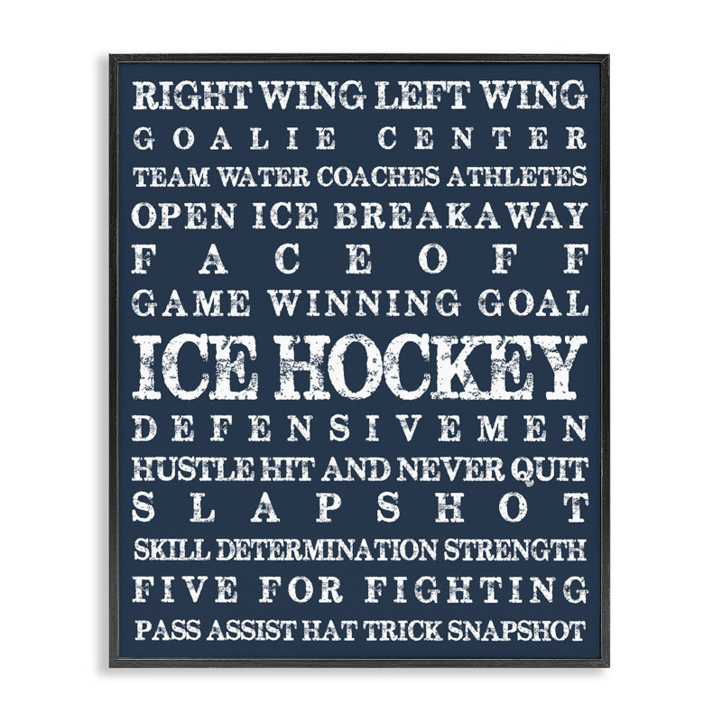 «Ice Hockey Expressions», estampe numérique, design par Melody Hogan, Giclée noire de minuit encadrée, H 20 po x l 16 po