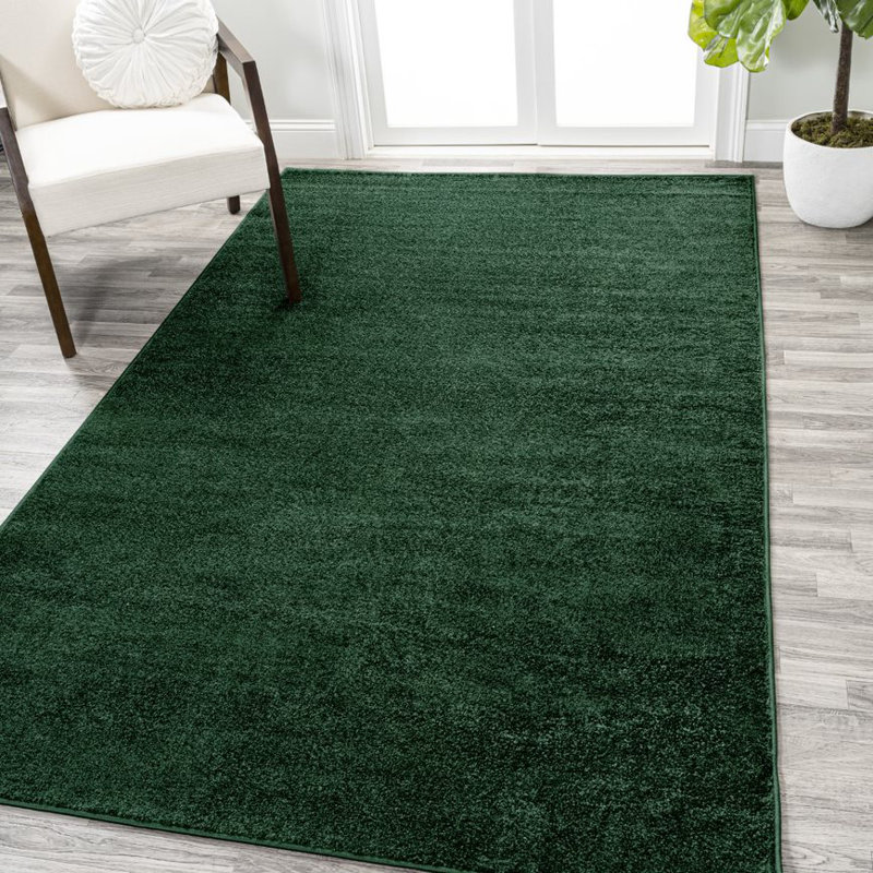 Asahi Solid Low-Pile Emerald Rug, Rectangle 8'8" x 12'