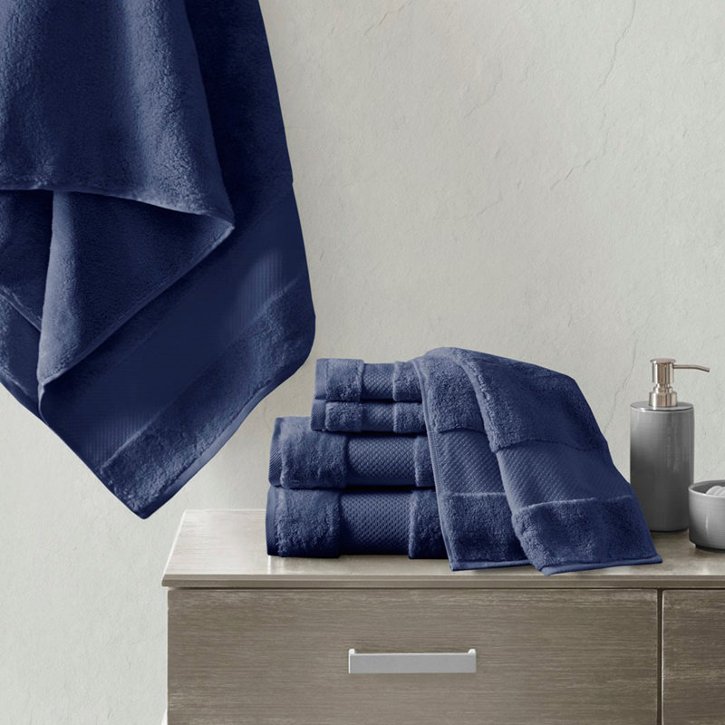 Cotton 6 Piece Bath Towel Set, Navy