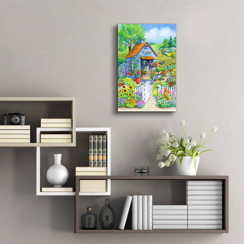 Art mural en verre épique «Garden Shed» par Geraldine Aikman, 16 po x 24 po, H 24 po x l 16 po