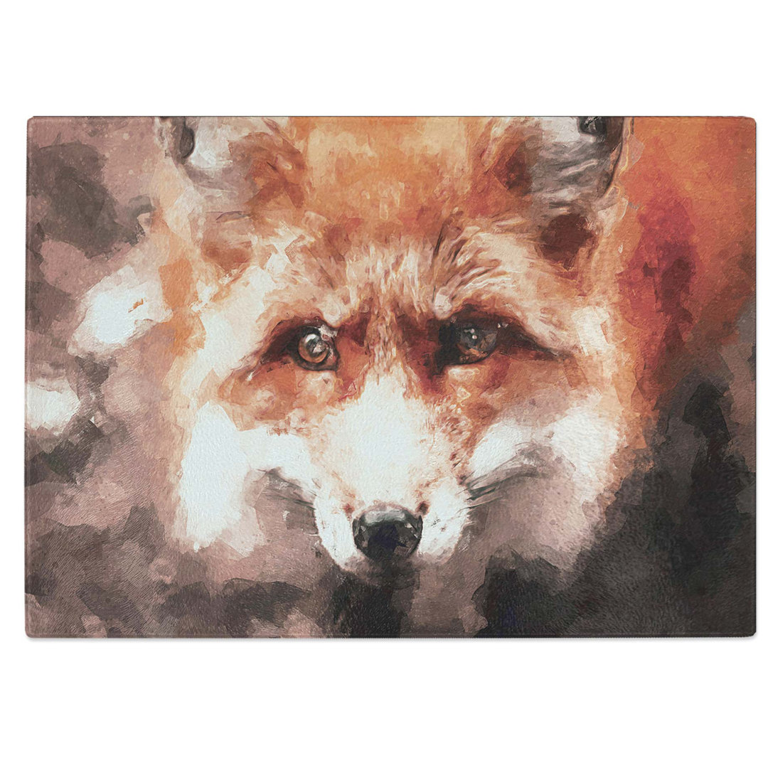 Tempered Glass Curious Fox Chopping Board