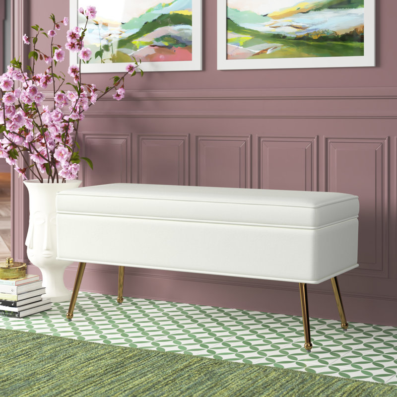Banc de rangement à couvercle rabattable Sicilia, Crème
