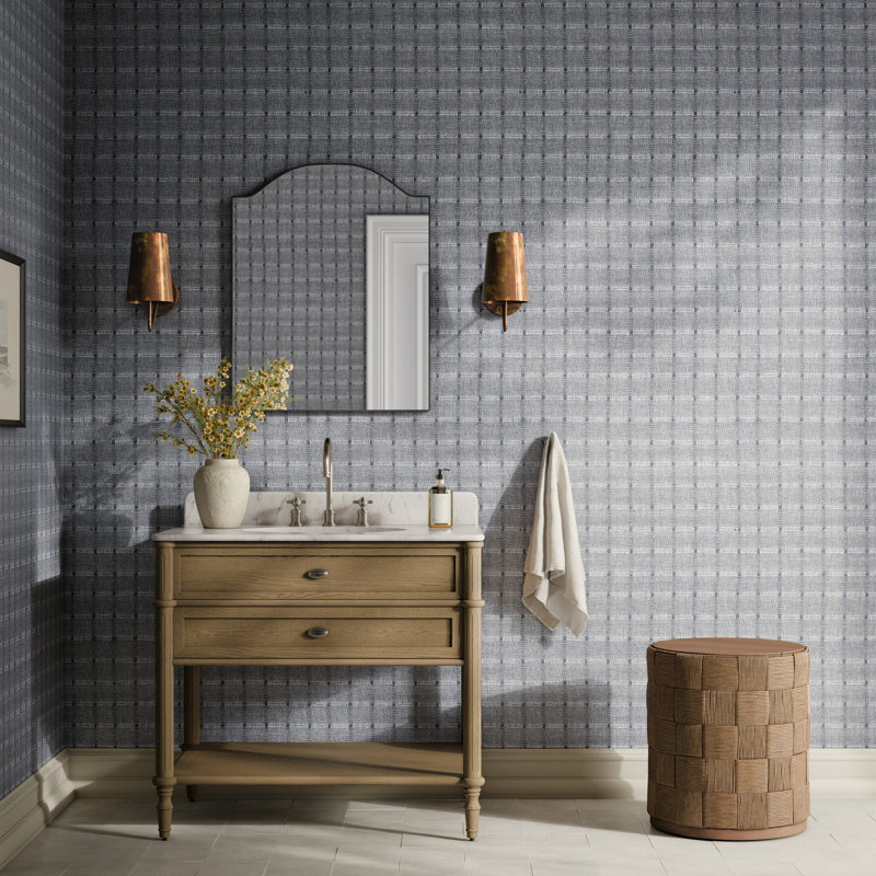 Dobby Checkered Wallpaper, H 8" x W 12", Dobby - Night