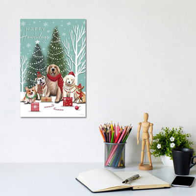 Christmas Dogs - Wall Art Print - Wrapped Canvas