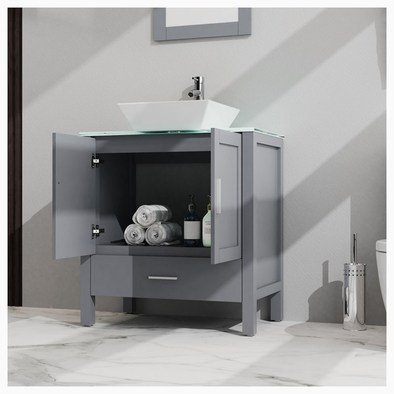 Meuble-lavabo simple avec plateau 30,00 Adifaah, Gris