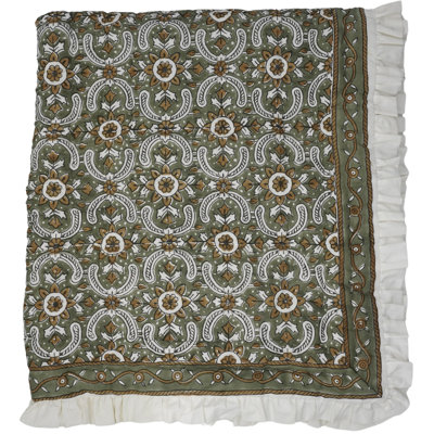 Fabdivine Luxury Block Print Cotton Quilt Floral Boho Bedding for Bedroom & Sofa