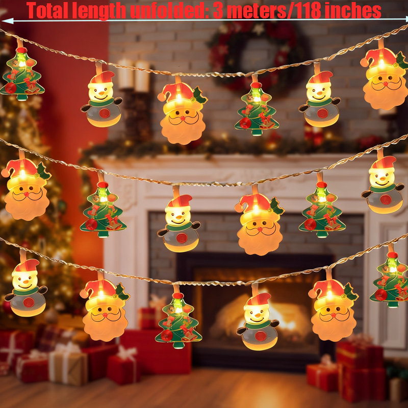 9.8 Feet Christmas Decorative Light String, 20 LED Christmas Tree Snowman Santa Claus Christmas Lights Battery Powered for Indoor Outdoor Christmas Holiday Christmas Tree Decoration