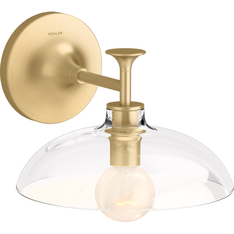 Tone 1 Light Indoor Bathroom Wall Sconce, UL Listed, Brushed Moderne Brass