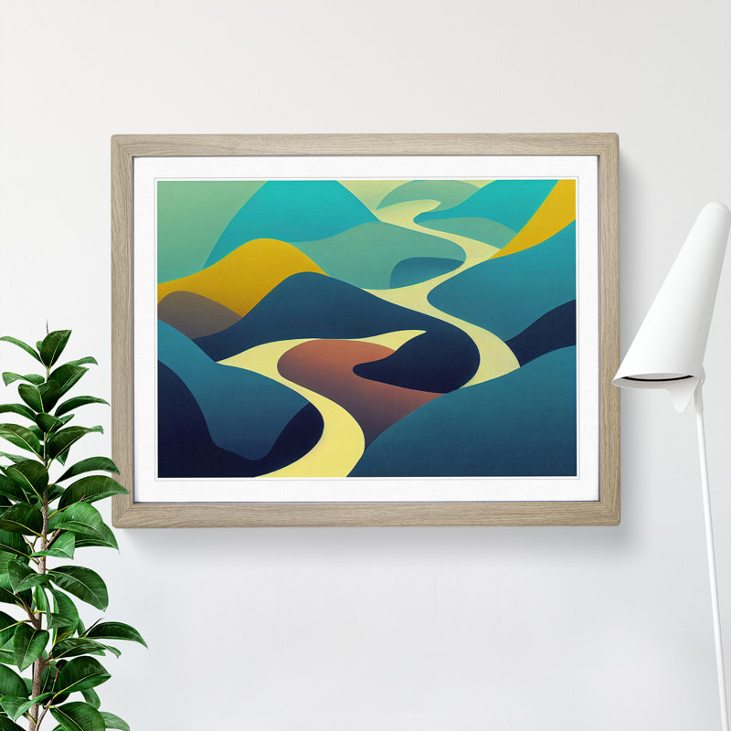 Abstract Mountain River Vol.2 - Framed Print, 46cm H x 64cm W x 2cm D, Oak