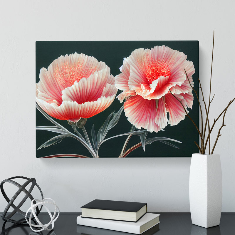 Shining Carnation Flowers - Wrapped Canvas, 40cm H x 60cm W x 3cm D