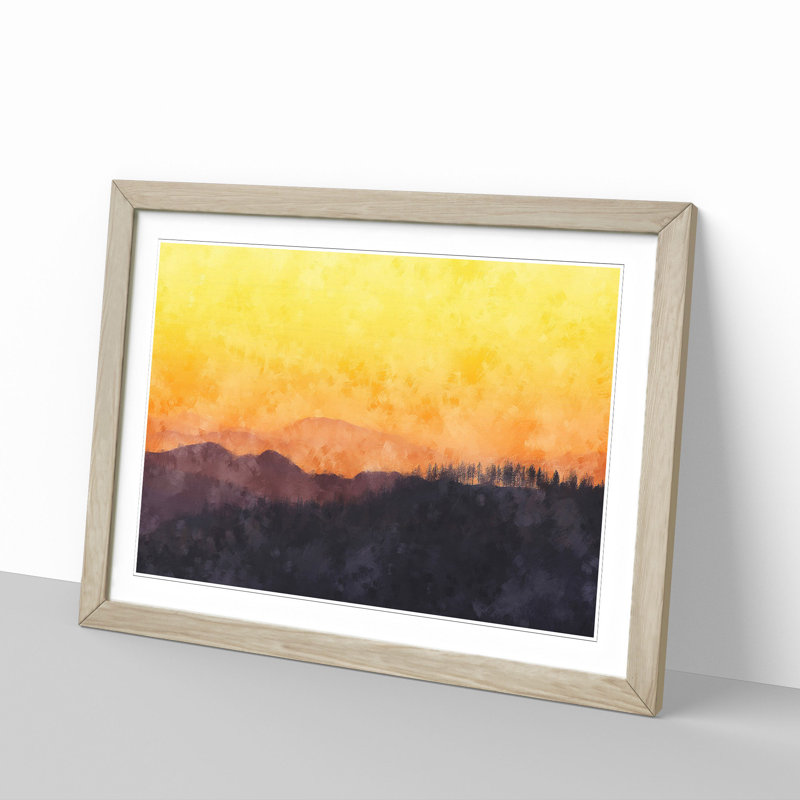 Sunset View - Picture Frame Painting Print, 33cm H x 45cm W x 2cm D, Oak Framed