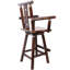 Tabouret de bar pivotant 360 en brun rustique - bois de sapin, étoile décorative, ergonomique pour la salle à manger, utilisation de pub avec restaurant confortable, bistro