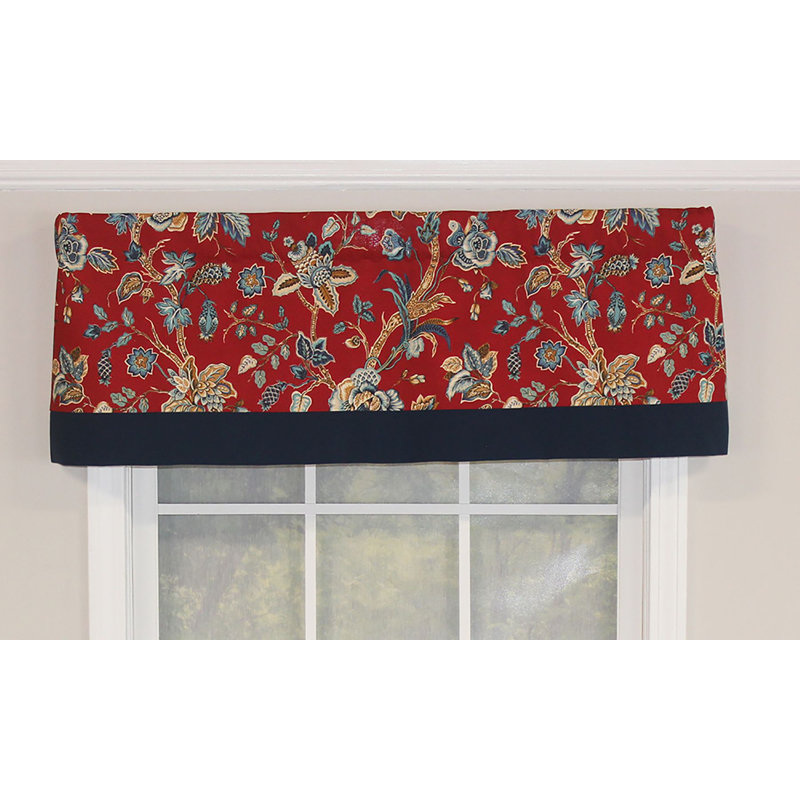 Gianna Banded Floral Scalloped Window Valance, Red