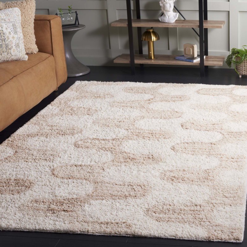 Miksen 226 Hand Tufted Wool/Recycled Cotton Abstract Indoor Use Only Rug in Ivory/Beige, Rectangle 5' x 8'