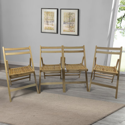 4 chaises pliantes robustes en bois massif - pour toutes les occasions et tous les espaces de la maison - 4 sièges à lattes confortables pour les mariages