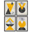 «Mid-Century Marble Triangle Polygon Abstract Shapes Illustration Artwork Decor», 4 pièces-101520136-101520139