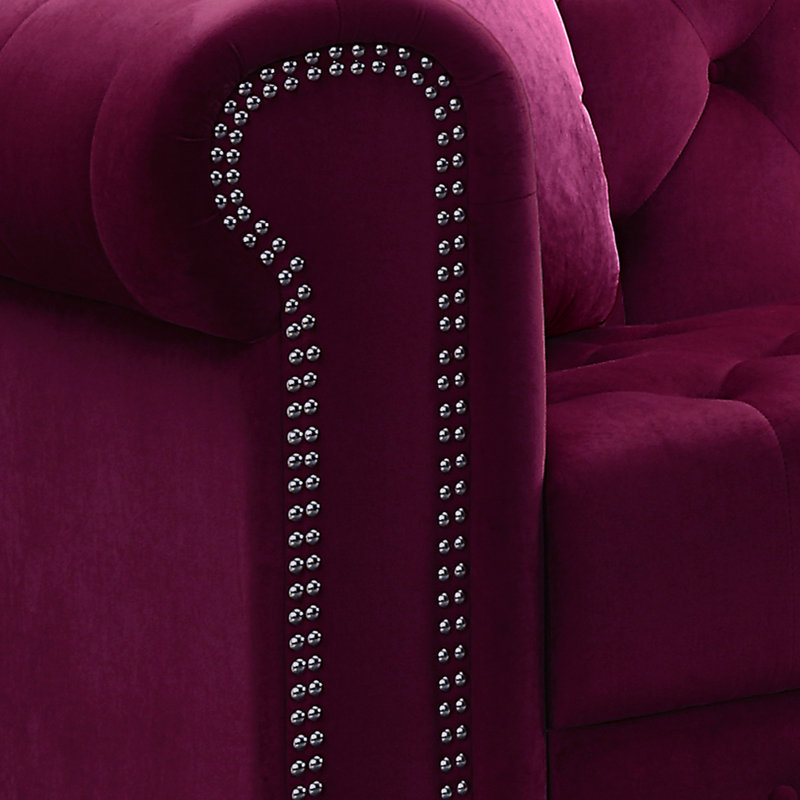 Crim Sectional Sofa, Red Velvet