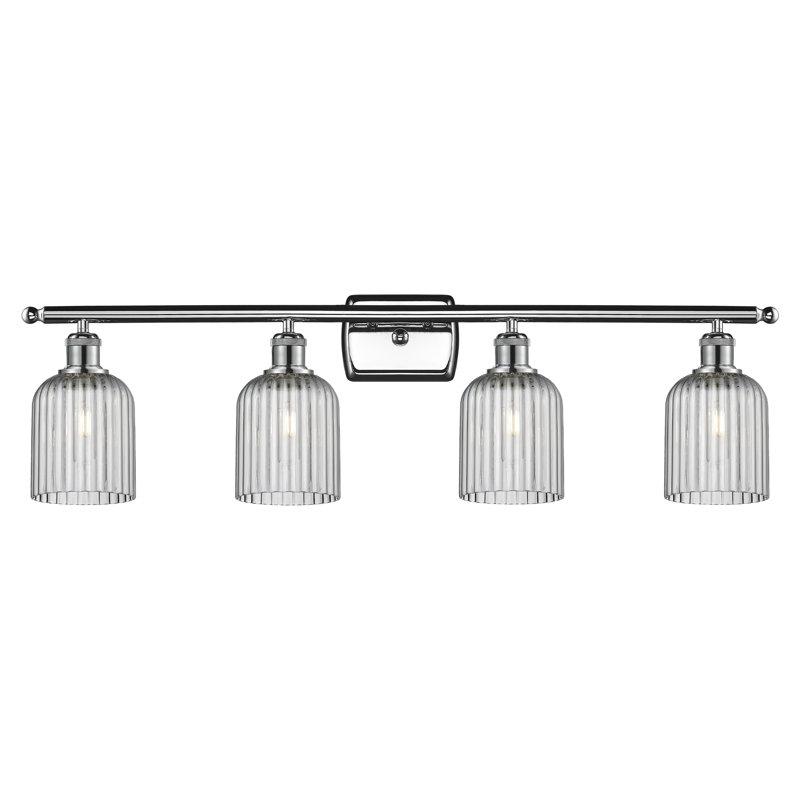 Éclairage pour meuble-lavabo à 4 lumières à intensité variable Fiennes Veil, Chrome poli, Clear