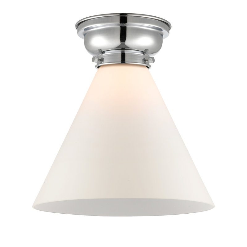 Aditi Cone - 1 Light 12" Flush Mount, Matte White, No Bulb Included, Polished Chrome