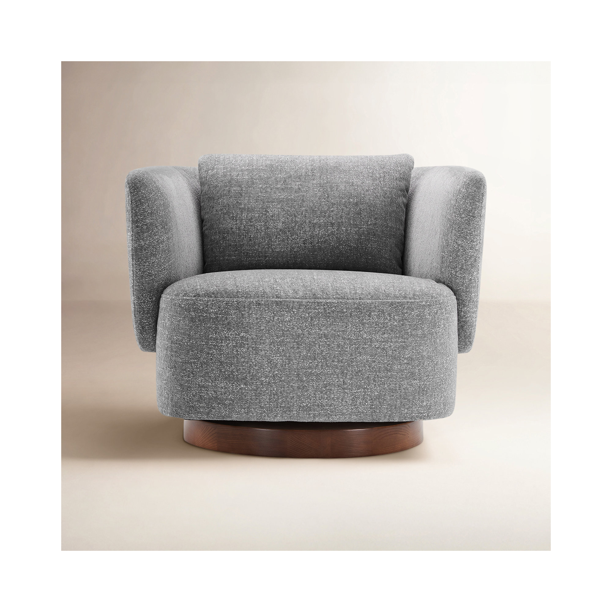 Morello Upholstered Swivel Armchair, Magnolia Light Grey Tweed